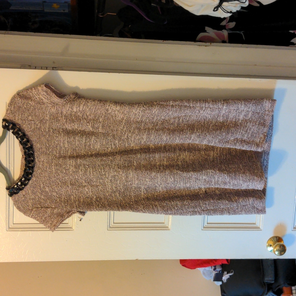 Office Ready Pink and Black Knit Tweed Sheath Dress